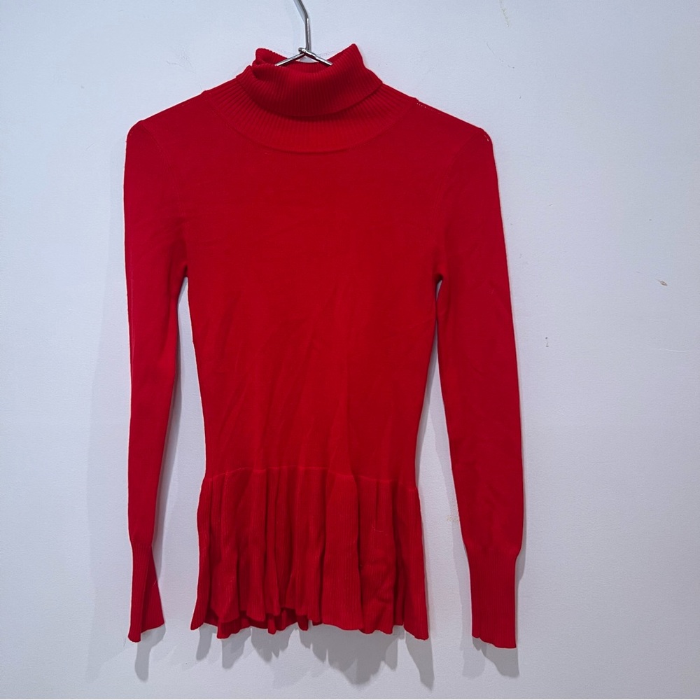 Arden B Red Long Sleeve Pleated Sweater
